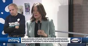 Marianne Williamson speaks to voters in Concord ahead of Tuesday's New Hampshire primary