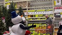 Person dresses in snowman costume and pranks people in Home Depot!