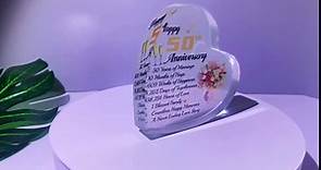 50th Golden Wedding Anniversary Romantic Gifts for Women,50 Years Anniversary Wedding Gifts for Wife Girlfriend Couple, Crystal Heart Marriage Keepsake,50th Wedding Anniversary Present for Her Gold