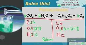 Balancing chemical equations: Photosynthesis