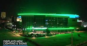 New Paycom Center look lights up downtown Oklahoma City