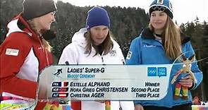Estelle Alphand wins it by a fraction! - Innsbruck 2012 Women's Super G