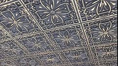 TD10 Faux Tin Ceiling Tile in Black Gold. Box of 10 2'X2' Decorative Tiles, Covers 40 sq.ft. Easy to Install. Gorgeous Antique Vintage Look Ceiling Decor. Great for Glue-up/Drop-in Installation.