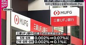 【三菱UFJ銀行】定期預金の金利の大幅引き上げを発表 10年定期は変更前の100倍の0.2％に