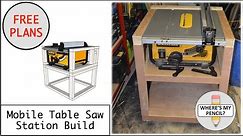 Mobile Table Saw Station Build for DeWalt DW745 - FREE PLANS
