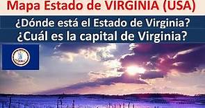 Mapa de Virginia Estados Unidos. Capital de Virginia. Donde esta Virginia. Virginia map