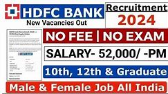 HDFC Bank Recruitment 2024 | HDFC Bank Vacancy 2024 | Bank Vacancy 2024 | New Bank Vacancies #job