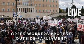 LIVE: Thousands of Greek workers protest outside parliament