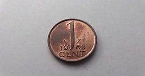 1 Cent coin of the Netherlands from 1965 in HD