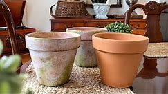 How To Age A Terra Cotta Planter - Rustic Clay Pots - Painting Planters - Farmhouse Decorating