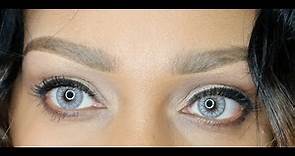 DESIO colored contacts CREAMY Beige on dark BROWN EYES