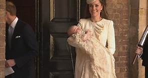 Prince George leaves christening at St James's palace in his mother's arms