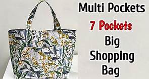 DIY 7 POCKETS SHOPPING BAG TUTORIAL | Multi pocket bag | Shopping bag making at home | DIY Tote bag