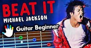 Beat It Guitar Lessons for Beginners Michael Jackson Tutorial | Easy Chords + Lyrics + Backing Track