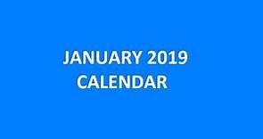 January 2019 Calendar With Holidays, Observances, State Holiday