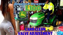 FREE JOHN DEERE L100 LAWN TRACTOR VALVE ADJUSTMENT CARBURETOR CLEAN FUEL MIXTURE ADJUSTMENT 1ST RIDE