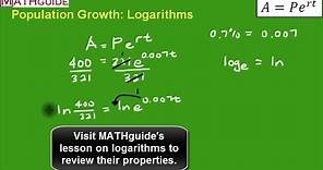 Population Growth: Logarithms