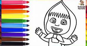 Dibuja y Colorea A Masha De Masha Y El Oso 👧🏼🌈 Dibujos Para Niños