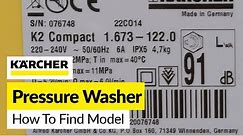 How to find a Karcher pressure washer's model number