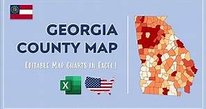 Georgia County Map in Excel - Counties List and Population Map