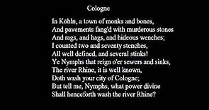 Samuel Taylor Coleridge - Poem: 'Cologne'