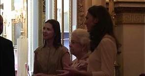 The Queen and The Duchess of Cambridge view the Royal Wedding Dress Exhibition
