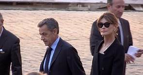 Francois Hollande, Nicolas Sarkozy and wife, Emmanuel Macron aux hommages nationale de Charles Aznav