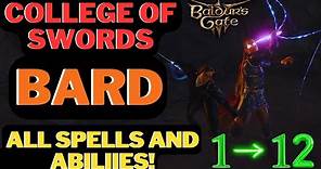 College Of Swords Bard - All Spells And Abilities - Baldur's Gate 3 Subclass Guide