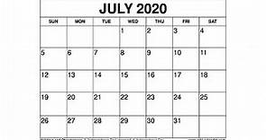 Free Printable July 2020 Calendar - Wiki-Calendar.Com
