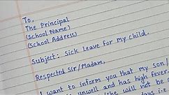 Sick leave application | Application for sick leave to principal | Application for sick leave