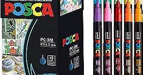15 Posca Paint Markers, 3M Fine Posca Markers of Acrylic Paint Penswith Reversible Tips | Posca Pens for Art Supplies, Fabric Paint, Fabric Markers, Paint Pen, Art Markers