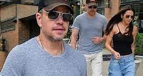 Matt Damon is seen with his wife of 18 years Luciana Barroso in New York City