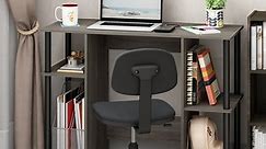 Furinno JAYA Compact Computer Study Desk, French Oak Grey/Black