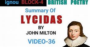 LYCIDAS by John Milton (brief summary)