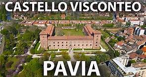 Visto dal drone Castello Visconteo di Pavia. Musei Civici. Italy, Lombardy Aerial View 🇮🇹 [4K]