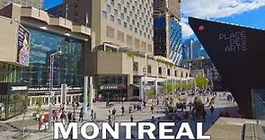 Montreal Quebec 2022. Walking Downtown in Quartier des Spectacles (Place des Arts)