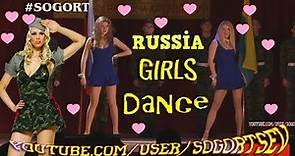 Cool Russian girls in a short dress dance on stage for soldiers!