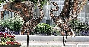 chisheen Garden Statue Outdoor Metal Heron Crane Yard Art Sculpture for Lawn Patio Backyard Decoration,46 inch (2-Pack)