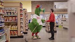The Phillies Phanatic Sweeping at GIANT Food Stores in the Offseason