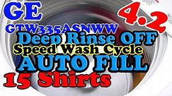 GTW335ASNWW GE SPEED WASH CYCLE AUTO FILL DEEP RINSE OFF 15 SHIRTS