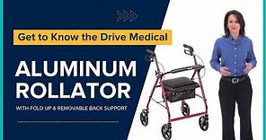 Drive Medical Aluminum Rollator with Fold Up & Removable Back Support
