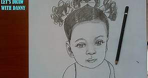 how to draw children's face , how to draw cute African American Girl , how to draw a cute baby girl