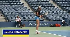 Jeļena Ostapenko Practices Before Her R3 Match at the 2018 US Open.