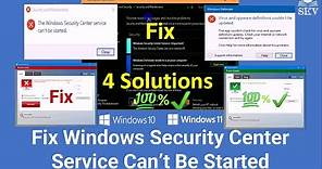 How to Fix "Windows Security Center Service Can’t Be Started" in Windows 11/10 (4 Simple Ways)