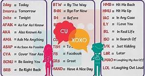 Text Abbreviations: 100+ Popular Texting Acronyms in English | SMS and Internet Language