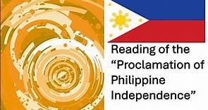 Proclamation of Philippine Independence | Readings in Philippine History