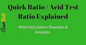 Quick Ratio / Acid Test Ratio Explained With Example