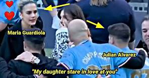 Pep Guardiola's daughter's reaction when caught staring at Julian Alvarez