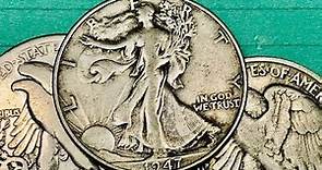 1947 US Walking Liberty Half Dollars Mystery Mintmarks - United States Coins
