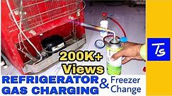 Refrigerator gas charging and fridge repair R134a refrigerant. Freezer change. Not cooling